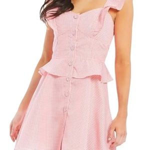Gianni Bini GB Gingham Plaid Ruffle Mini Dress